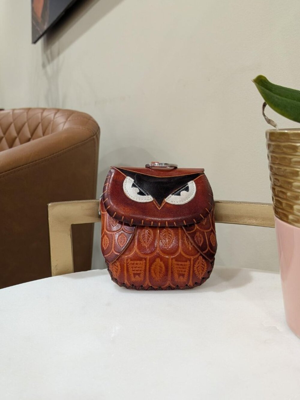 Leather Owl Coin Purse or Bag Charm